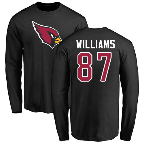 Arizona Cardinals Men Black Maxx Williams Name And Number Logo NFL Football #87 Long Sleeve T Shirt